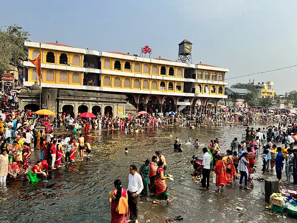 Devotees taking a holy dip in the Godavari at Ramkund on Makar Sankranti