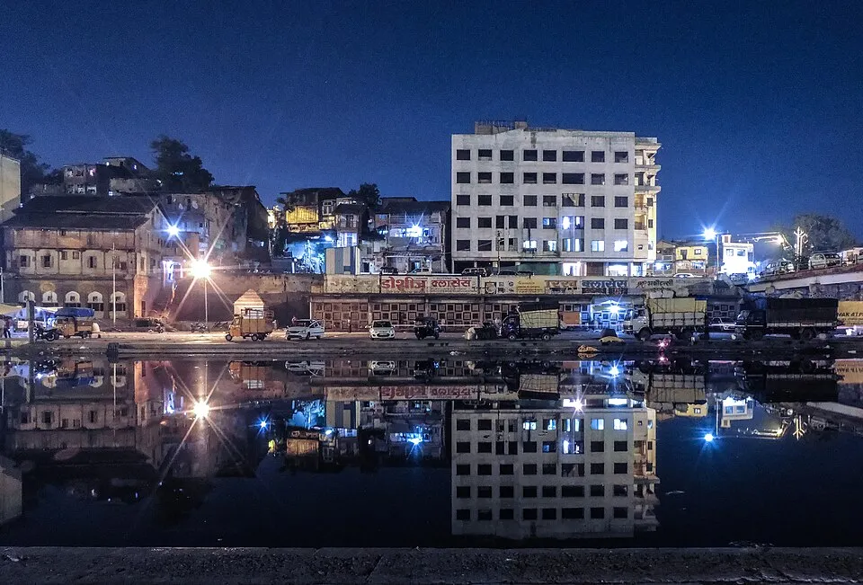 Godavari river ghats in Nashik illuminated at night