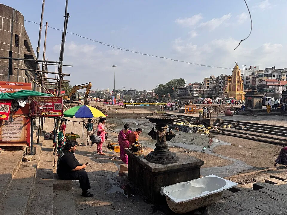 Simhastha Kumbh Mela works at Ramkund Ganga Ghat in Nashik