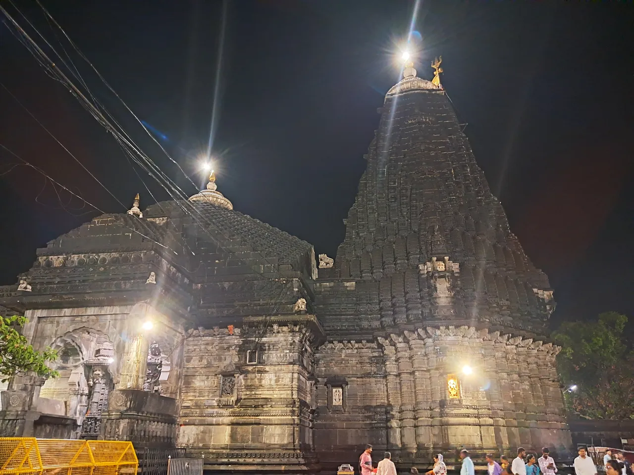 Trimbakeshwar Jyotirlinga temple illuminated in the evening